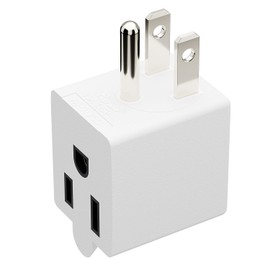 90 Degree Adapter Right Angled Downward Angled USA 3-Prong Male-Female Adapter,90 Degree Angled USA Male Female Power Adapter, 5-15P to 5-15R Direction Changer Space Save Adapter White PA-0170DW