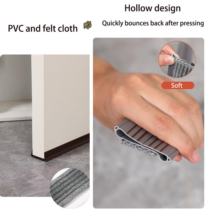 Vilemoon 2Pack Door Draft Stopper with Felt Cloth Reduce Noise,