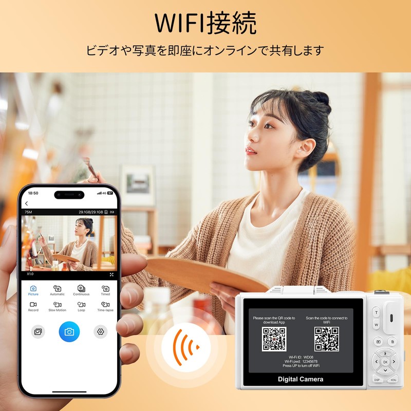 Digital Camera, 5K Recording, 75 Million Pixels, Transmitted to Smartphones,