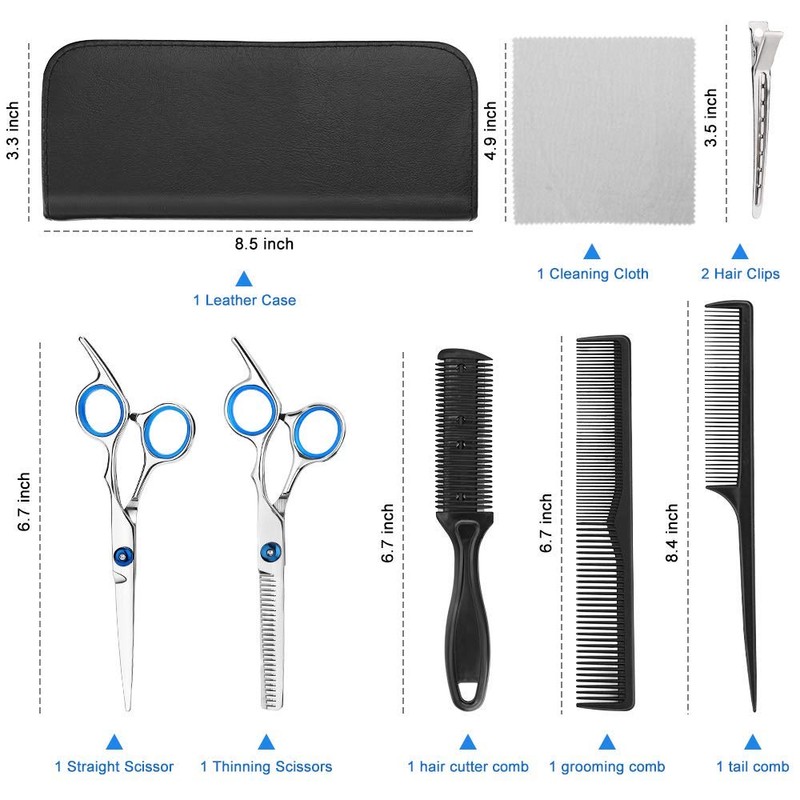 Professional Hair Cutting Scissors, YBLNTEK 9 PCS Barber Thinning Scissors