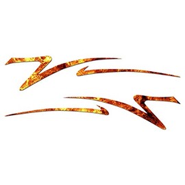 Tribal Flames Splash Pinstripe Pair - Vinyl Decal Sticker - 9" x 3.75" - Orange Flames
