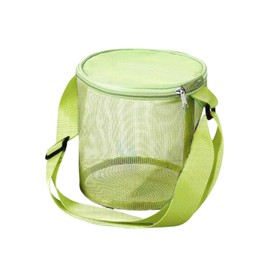 Hybursky Mesh Beach Bag for Seashell Sand Toys Shell Collecting Bags with Adjustable Strap Expandable Beach Sand Toys Bucket Bag Swimming BeachBags for Kids Boys Girls(Green)
