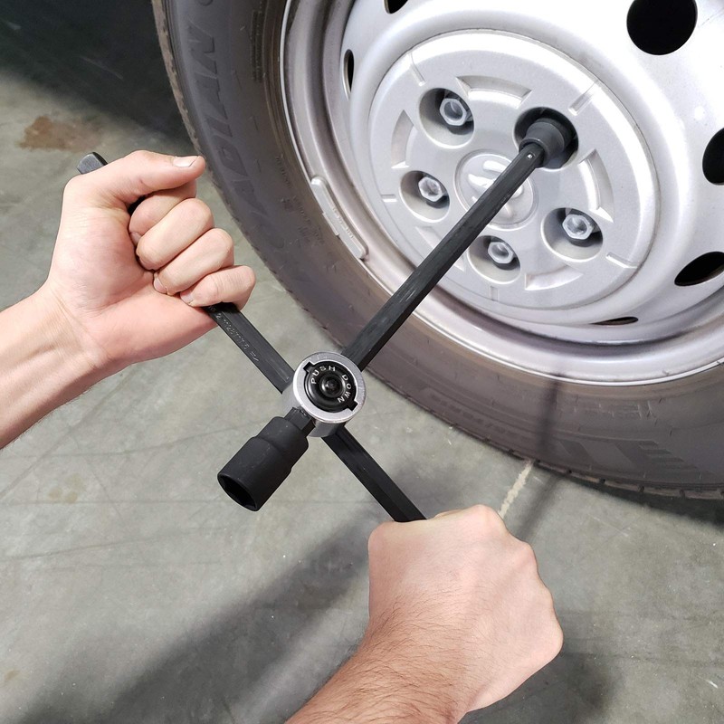 RockTrix 14" 4-Way Adjustable Sliding Cross Lug Wrench for Tire