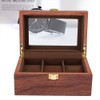 Wooden 3 Grid Watch Display Box Transparent Window Anti‑Slip Watch