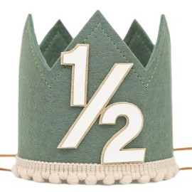 Agvgaza - Corona simple para fiesta de medio cumpleaños, sombrero clásico de 1/2 cumpleaños para celebración de seis meses, accesorio de fotos y decoraciones unisex (verde)