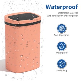 Capacmkseh 13 Gallon/50 L Kitchen Trash Can with Lid, Garbage Can with Touch-Free Lid, Cute Automatic Trash Can Bathroom Trash Bin, Motion Sensor Waterproof Trash Bin