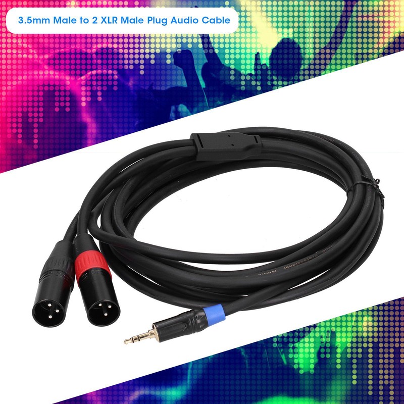 3.5mm Stereo Male to Dual 2 XLR Male Plug Connector