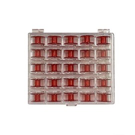 Janome Red Sewing Machine Bobbins with Storage Case - 25 Count