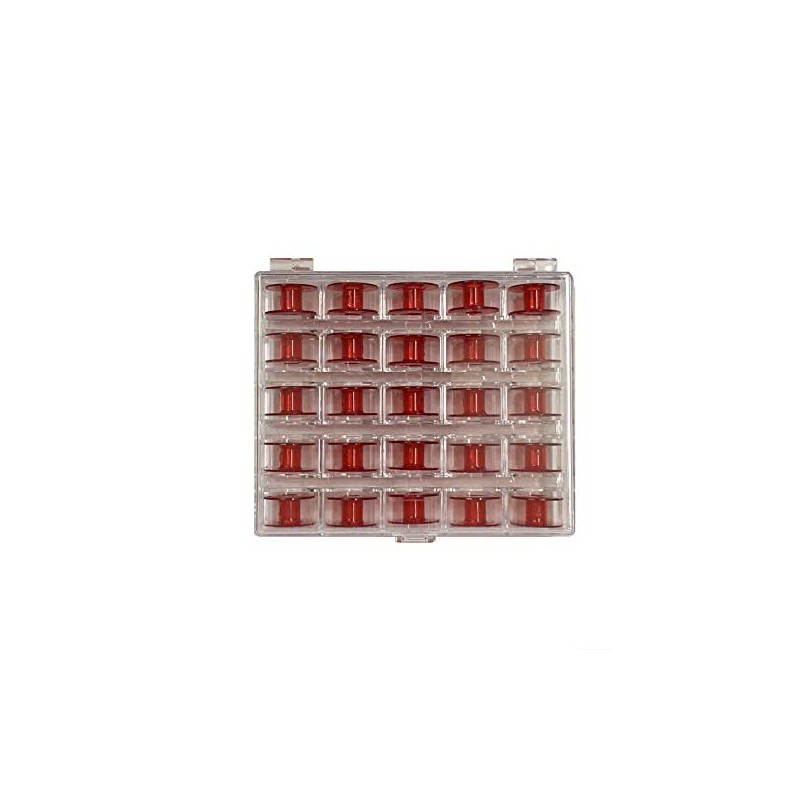 Janome Red Sewing Machine Bobbins with Storage Case - 25