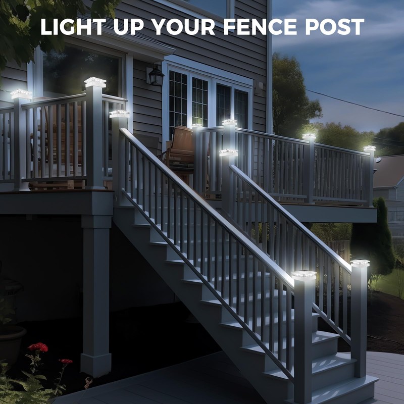 Peasur 4x4 Solar Post Cap Lights Outdoor with 3 Lighting