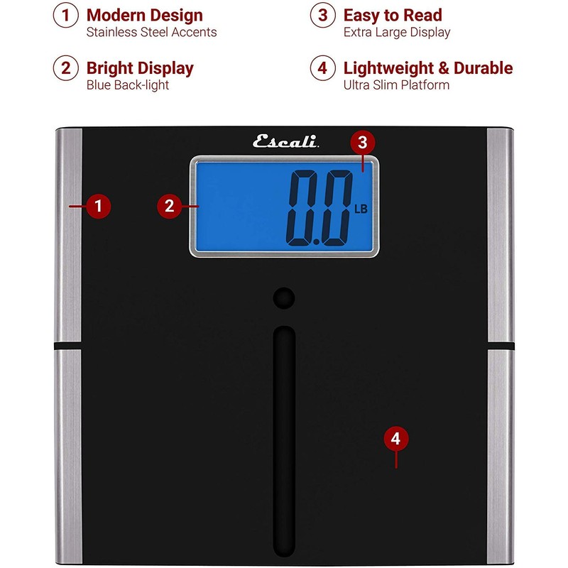 Escali Ultra Slim Easy Read Digital Bathroom Scale for Body