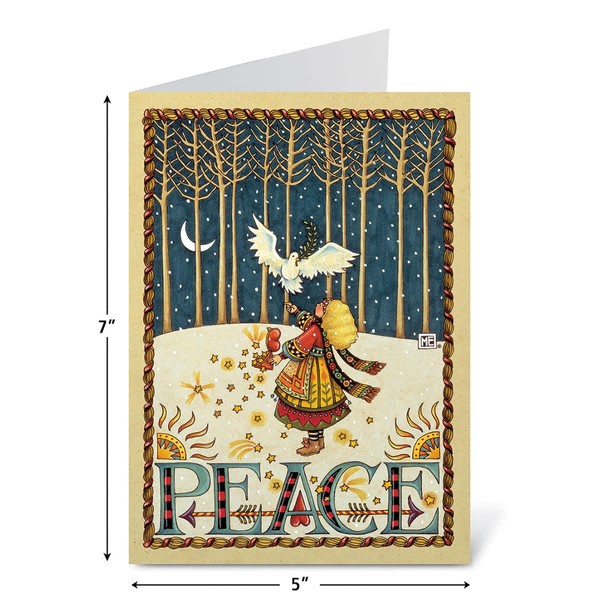 Current Peace Dove Christmas Greeting Cards Set © Mary Engelbreit - Set of 18 Large 5 x 7-Inch Folded Cards, Themed Religious Holiday Card Value Pack, Envelopes Included