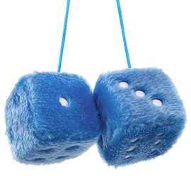 YGMONER Couple 2.75” Fuzzy Dice with Leather Dots Retro Car Mirror Hanging Accessories for Car Decoration (Blue)