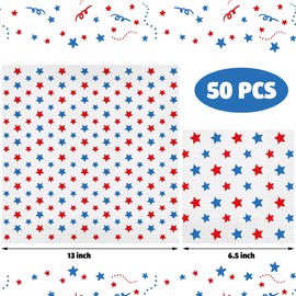 50 Pcs Patriotic Paper Napkins American Stars Party Napkins 4th of July Disposable Napkins 3 Ply Red Blue Stars Luncheon Dinner Napkins for Patriotic Independence Memorial Day 4th of July Party Decor