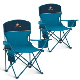 HIGH POINT SPORTS 2 Pack Portable Camping Chair for Adults, Folding Outdoor Camp Chair Lightweight Lawn Chairs Folding Collapsible Chair for Camping, Tailgates, Beach, Blue, Support 225lbs