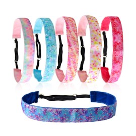 YFaith Girls' Hair Bands, Pack of 6 Sports Headbands, Adjustable Sports Headbands, 2.5 cm Wide, 6 Colours, Soft and Non-Slip, Antiperspirant Hair Accessories, for Sports, Yoga, School