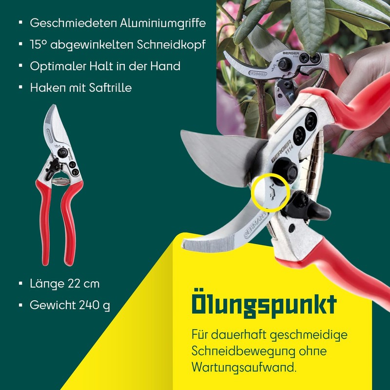 BERGER Hand Shear Aluminum 1114 with Light-Weight Handles Garden Shear