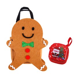 DHinkyoung Felt Christmas Treat Bags and Candy Box, Reusable Christmas Doll Gift Bags, Knitted Doll Gift Bags+Coin Purse for Children Holiday Parties Xmas Tree Hanging Decorations (Gingerbread Man)