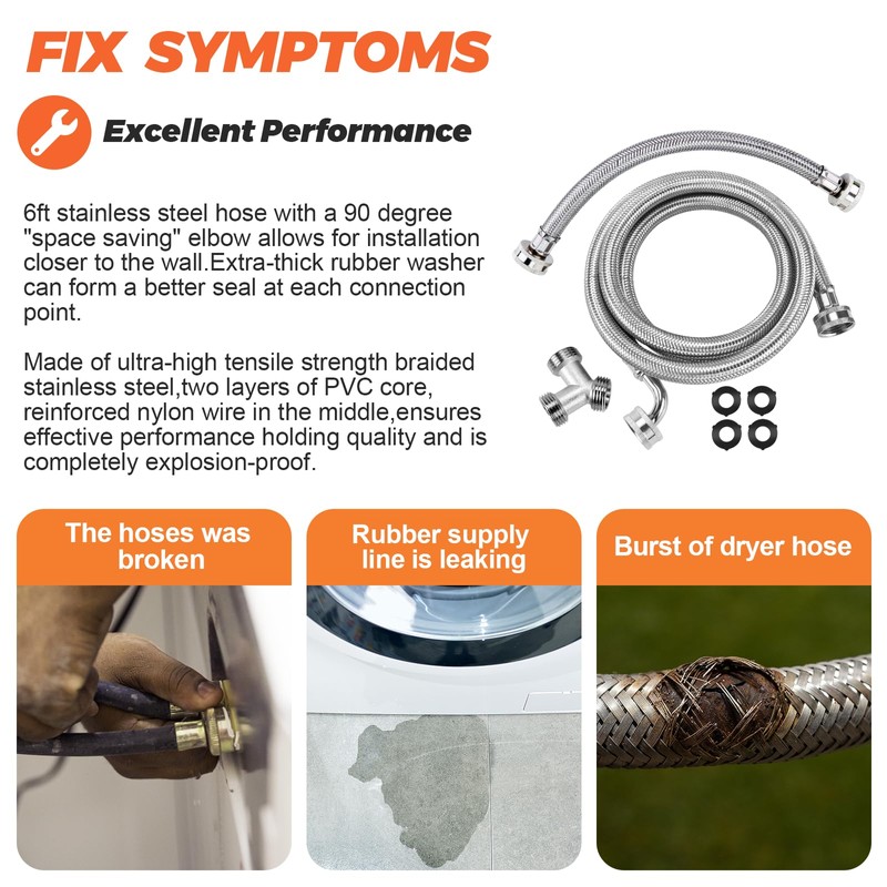 6FT Premium Steam Dryer Hose Installation Kit by Beaquicy -