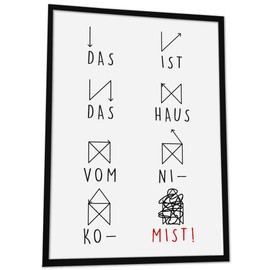 JUHMI Xmas Poster, A4 (21 x 29 cm) Decoration with Saying for Christmas, Living Room Wall Decoration, Bedroom, Kitchen Decoration with and without Frame, House From Santa Claus