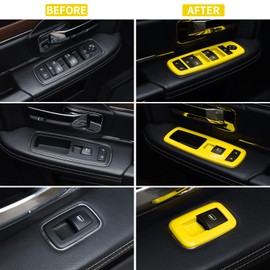Voodonala Window Lift Switch Power Window Control Regulator Button Embellishment Trim for 2011-2024 Dodge Charger Durango, for 2010-2017 RAM, Interior Accessories ABS Yellow 4pcs
