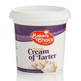 Premium Cream of Tartar for Baking and Cooking Ingredient - Cream of Tarter Powder - Prevents Sugar From Binding and Crystalizing - 8 oz. - Non Dairy, Kosher - By Baker’s Choice