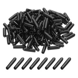 PATIKIL 3mm/0.12" Rubber End Caps, 144 Pcs Screw Caps Covers Flexible Blot Protector PVC for Screw Bolt Ends Tube Thread Caps, Black