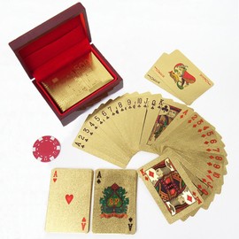 RedBeryl Gold Plastic Playing Cards with Exclusive Case (Gold Euro)