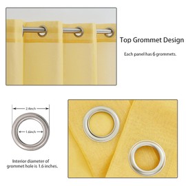 July Joy - Cortinas traslúcidas de lino amarillo para recámara, sala de estar, con ojales para filtrar la luz, cortinas de gasa sólida, juego de 2 paneles, 42 x 54 pulgadas