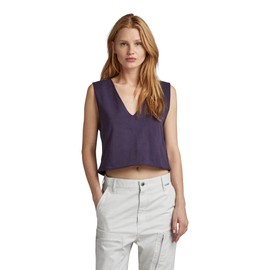 G-STAR RAW Women's Boxy Cropped Graphic Vest Tops, Purple (Carbonne Purple D22787-c336-0013)
