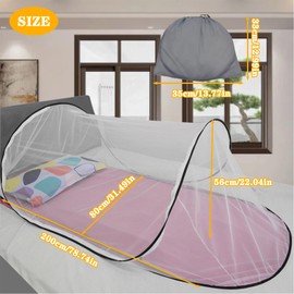 Mosquito Net Foldable Travel Tent Mosquito Net Single Bed Foldable Travel Mosquito Net Easy to Stow Easy to Installfor Family Kindergarten Travelling Camping (200 x 80 x 56 cm)