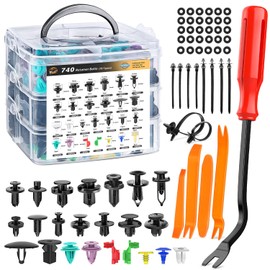 WEELMOTO 740Pcs Car Push Retainer Clips & Auto Fasteners Assortment -26 Most Popular Sizes Nylon Bumper Fender Rivets with 10 Cable Ties and Fasteners Remover for Toyota GM Ford Honda Chevy
