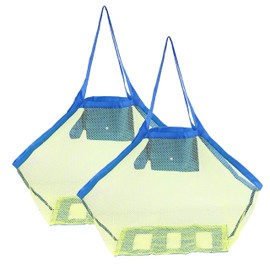 HONGXIN-SHOP Mesh Beach Bag Foldable Extra Large Sand Toy Mesh Bag Lightweight and Portable Kids Storage Net Bag for Beach Swimming or Boating Green Blue Pack of 2
