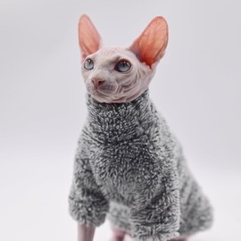 Sphynx Cat Apparel Kitty Clothes Warm Autumn and Winter Hairless Cat Outfits Cat Clothes for Devon Rex Cats, Cornish Cats and Small Cats (Black, Medium)