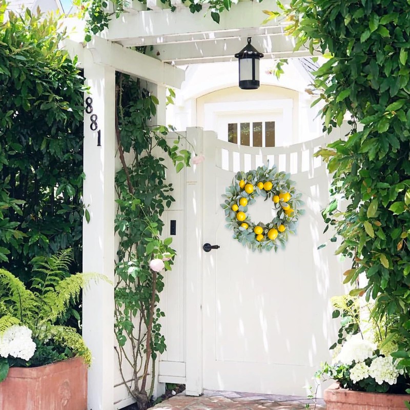 Egolot 18 Inch Yellow Lemon Spring Summer Wreath for Front