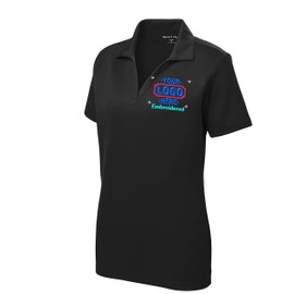 Womens/Ladies Custom Polo Shirt. Custom Embroidered Polo Shirt for Ladies. (Medium, Black)