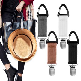 GEEHUA Pack of 4 Hat Clip for Travel, Elastic Hat Holder Clip for Portable Hat Clip for Women, Hands-Free Hat Clip for Travel, Hat Clip for Travel Bags, Backpacks, Purses, Luggage Bags