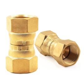 MENSI Brass 3/8" Female Flare by 3/8" Female Flare Swivel Brass Adapter Tube Fitting, Valve Connector For Pipe Grill, Heater 2 PCS