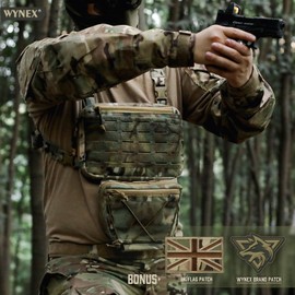 WYNEX Tactical Chest Rig Bag of Laser Cut Design, Molle Chest Pouch Utility Recon Kit Bag Tactical Combat Chest Pack Airsoft Front Chest Pouch Include Patch