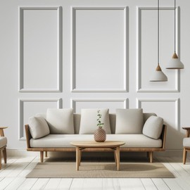 NeatiEase Peel and Stick Wall Molding Kit 6-Frame Pre-Made, Ready-to-Assemble Wall Moulding Panel Frame, Self-Adhesive Wainscoting Panels Wall Trim for Interior Walls Home Decor (50"x40",50"x20")