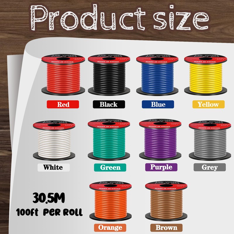 Gisafai 10 Pcs 12 Gauge Wire 100 ft Per Roll