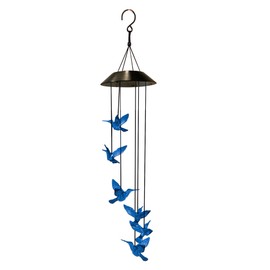 Upblend Outdoors Hummingbird Solar Wind Chimes for Outside – Color Changing LED Wind Chimes for Outside, Solar Chimes Outdoor Waterproof – Hummingbird, Blue