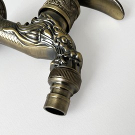 Fayemoon129 Vintage Tap, Antique Brass Tap, Garden Tap in Antique Style, Dragon Carved for Home, Kitchen, Bathroom, Outdoor, Garden