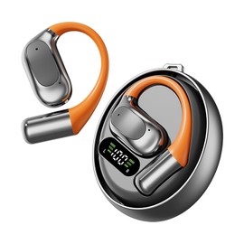 Open Ear Buds Wireless Bluetooth Earbuds, Open-Ear Headphones with Lanyard, Touch Control Earphone, 30H Playtime LED Power Display OWS Headset Waterproof for Gym, Workout, Running (Black)