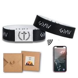 NFC Bible Verse Bracelets Christian Bracelet Bible Verse Wristbands With NFC Inspirational Daily Bible Verse Bracelets for Women Men Teens Elastic Inspirational Religious Gifts, Valentines Day Gifts