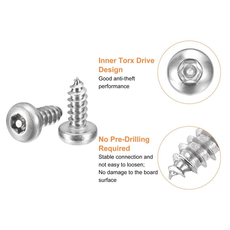 QUARKZMAN #10 x 1/2" Torx Security Screws, Pack of 20