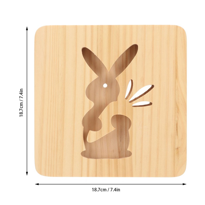 Wooden Carving Night Light Rabbit Shape Soft Light Eye Protection