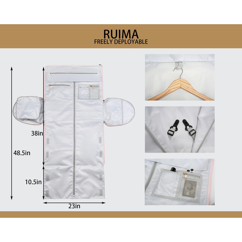 RUIMA Rolling Garment Bags Rolling Duffle Bag with Wheels Pink