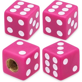 MEAJOO 4PCS Dice Tire Valve Stem Caps, Corrosion Resistant Leak-Proof Tire Air Cap Set, Universal Tire Valve Stem Covers for Cars, SUV, Trucks, Bikes, Motorcycles, Bicycles(Rose Red)