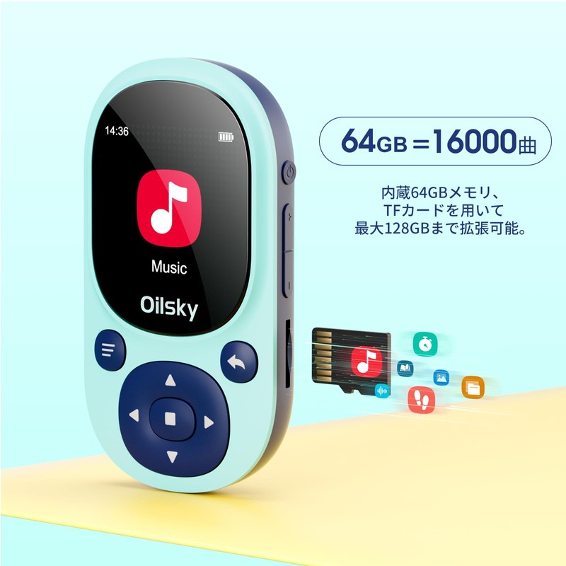Mp3 Player with Clip 64GB Bluetooth Digital Audio Player 128GB